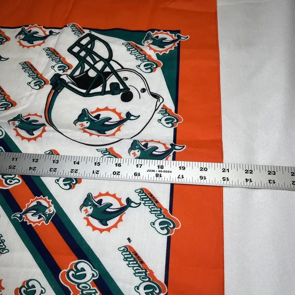 Vintage Miami Dolphins 1997 Bandana Handkerchief NFL Football Orange Logo Helmet